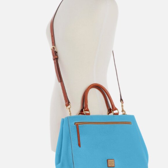 Dooney & Bourke Sky Blue Pebble Grain Zip Satchel - Picture 4 of 6